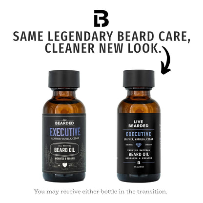 Beard Oil, 1 Fl Oz - Premium All-Natural Jojoba - Made in the USA - Hair and Skin Care for Men with Dry, Flaky Patches | Executive Scent - Cedar, Vanilla