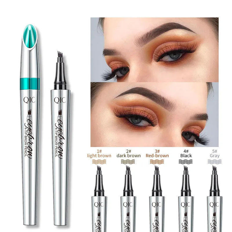 5 Colors Waterproof Four-Jaw Ultra-Fine Liquid Eyebrow Tattoo Pencil Sweat-Proof Dark Brown Liquid Brow Pen Makeup Cosmetics