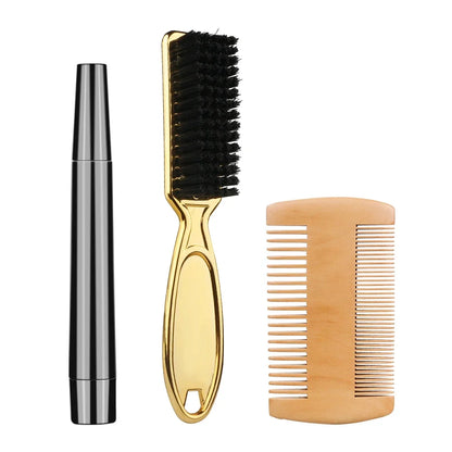 Beard Pen Filler Set Barber Styling Pencil with Brush Natural Finish Cover Facial Hair Patches Tool for Men Cosmetic Styling