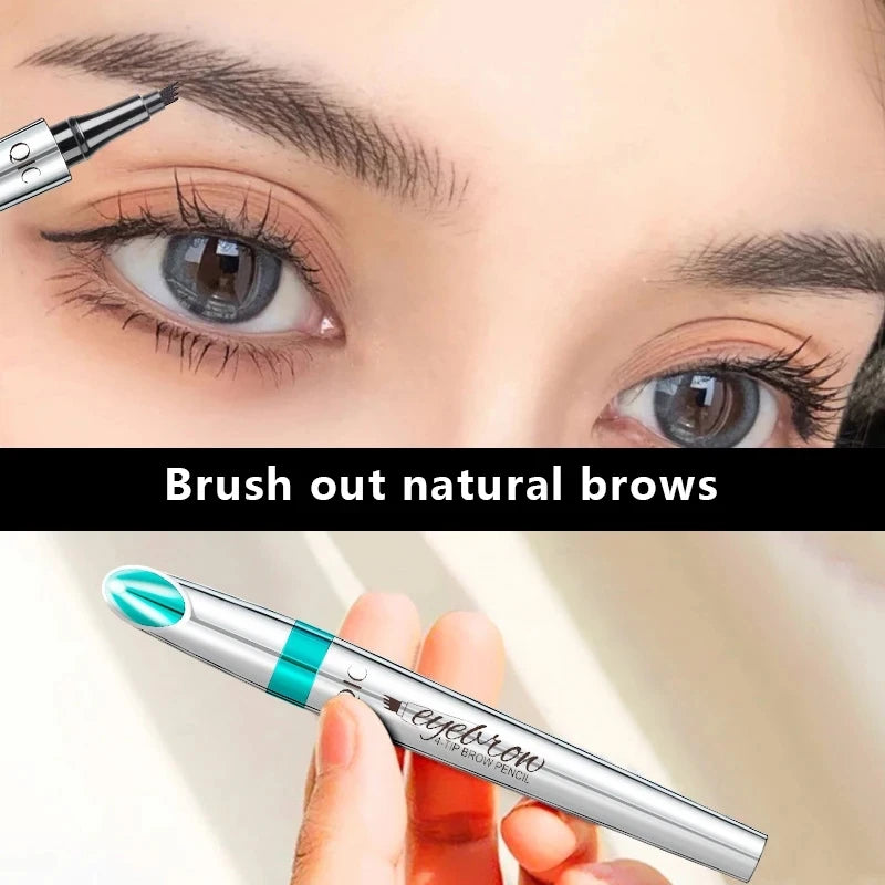 5 Colors Waterproof Four-Jaw Ultra-Fine Liquid Eyebrow Tattoo Pencil Sweat-Proof Dark Brown Liquid Brow Pen Makeup Cosmetics