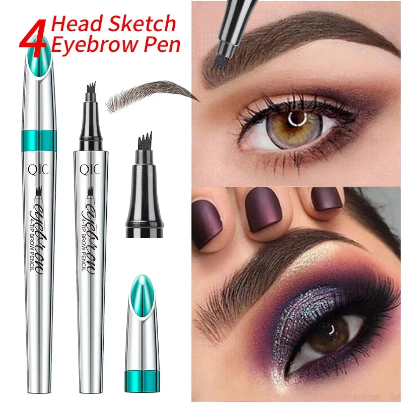 5 Colors Waterproof Four-Jaw Ultra-Fine Liquid Eyebrow Tattoo Pencil Sweat-Proof Dark Brown Liquid Brow Pen Makeup Cosmetics