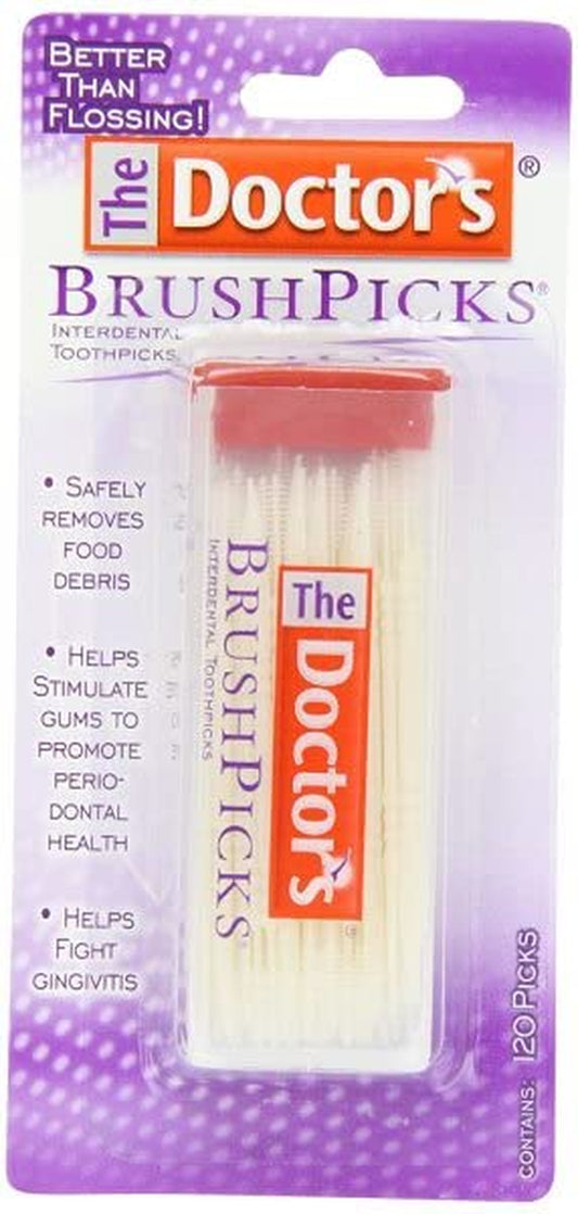 Brushpicks Interdental Toothpicks | 120-Picks per Pack | (6-Pack)