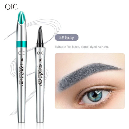5 Colors Waterproof Four-Jaw Ultra-Fine Liquid Eyebrow Tattoo Pencil Sweat-Proof Dark Brown Liquid Brow Pen Makeup Cosmetics