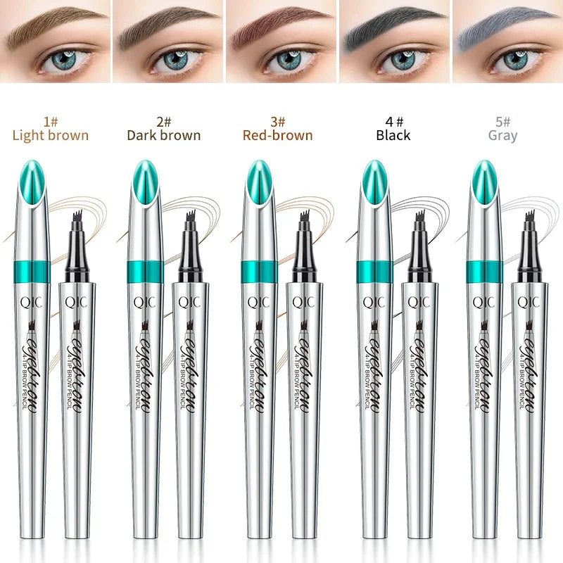 5 Colors Waterproof Four-Jaw Ultra-Fine Liquid Eyebrow Tattoo Pencil Sweat-Proof Dark Brown Liquid Brow Pen Makeup Cosmetics