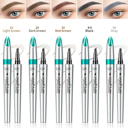 5 Colors Waterproof Four-Jaw Ultra-Fine Liquid Eyebrow Tattoo Pencil Sweat-Proof Dark Brown Liquid Brow Pen Makeup Cosmetics