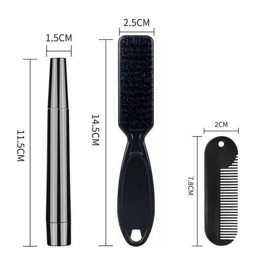 Beard Pen Filler Set Barber Styling Pencil with Brush Natural Finish Cover Facial Hair Patches Tool for Men Cosmetic Styling