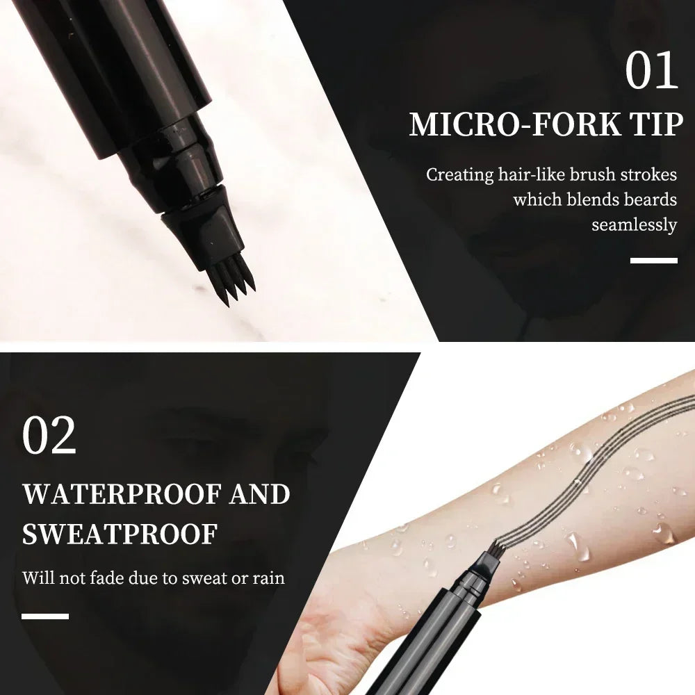 Beard Pen Filler Set Barber Styling Pencil with Brush Natural Finish Cover Facial Hair Patches Tool for Men Cosmetic Styling