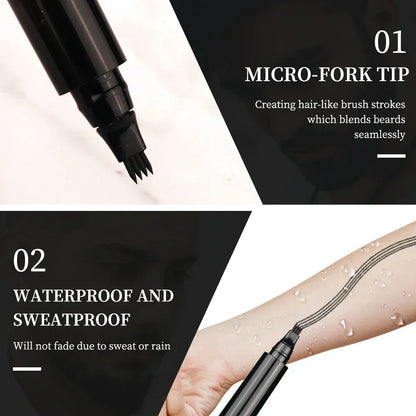 Beard Pen Filler Set Barber Styling Pencil with Brush Natural Finish Cover Facial Hair Patches Tool for Men Cosmetic Styling